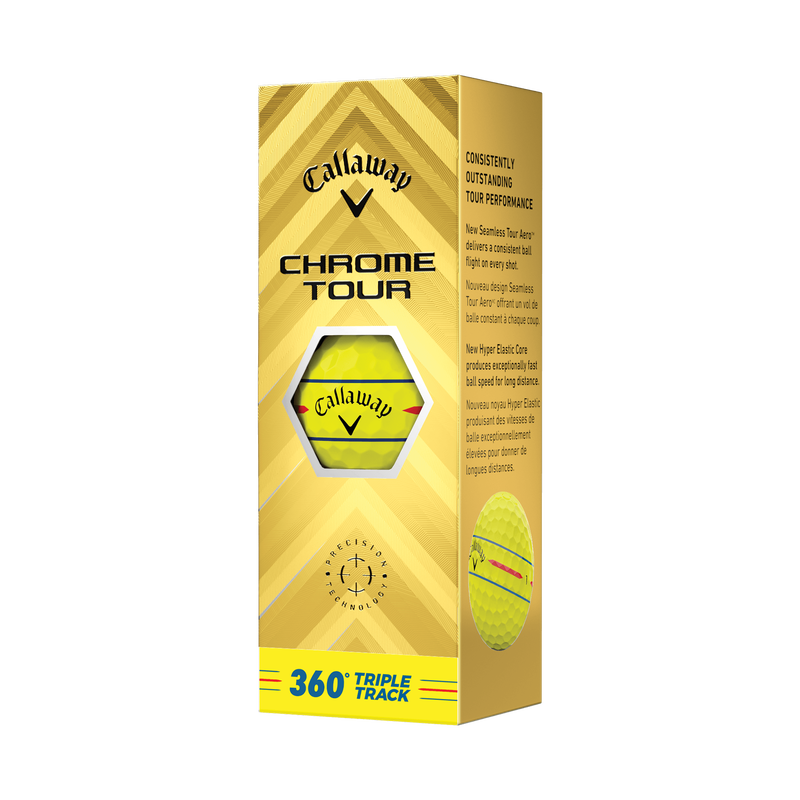 Chrome Tour 360 Triple Track Yellow Golf Balls 2024 (Dozen) - View 5