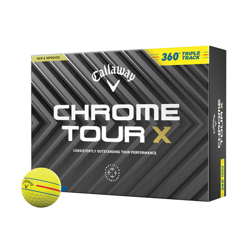 Chrome Tour X 360 Triple Track Yellow Golf Balls 2024 (Dozen) - View 1