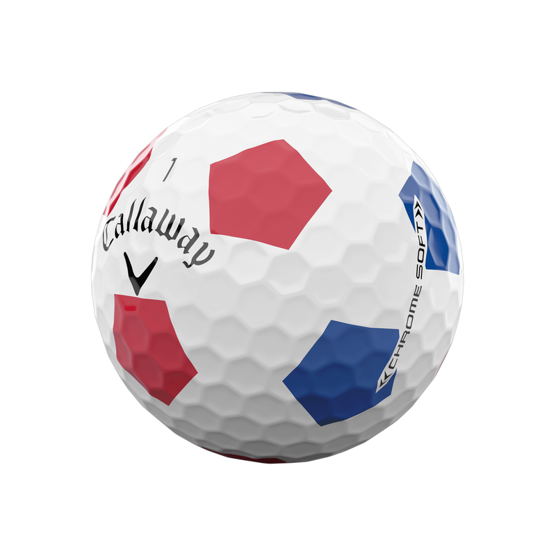 Balles de golf Chrome Soft 22 Truvis &Eacute;dition Limit&eacute;e &ndash; Rouge et Bleu - View 1