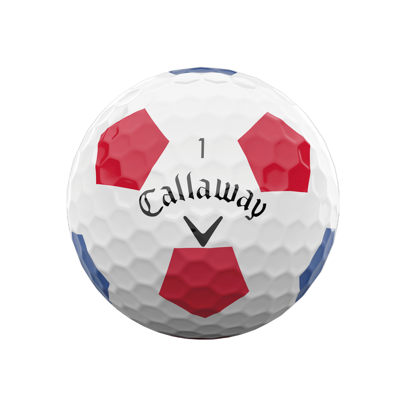 Balles de golf Chrome Soft Truvis &Eacute;dition Limit&eacute;e &ndash; Rouge et Bleu 2022 (Dozen) - View 2